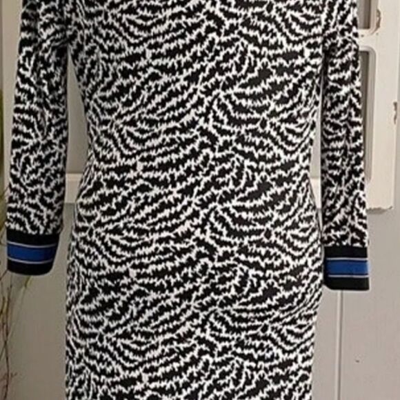 Tory Burch Black Print 100% Silk Cowl Neck Ruching Drape Stretch Bodycon Dress S - Picture 4 of 8